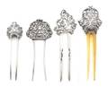 Four Silver Hair Pins Late 19thEarly 20th Century