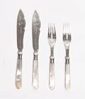 A Set of MotherofPearl Handled SilverPlate Fish Servers