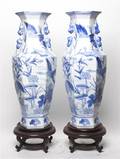 A Pair of Modern Chinese Blue and White Ceramic Vases