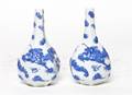 A Pair of Chinese Blue and White Bottle Vases