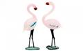 435 Two Pink Frosted Glass Flamingo Sculptures
