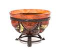 A Daum BlownOut Glass and Louis Majorelle Iron Mounted Compote
