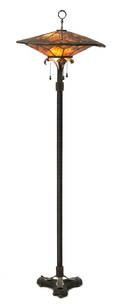An Art Deco Iron and Mica Floor Lamp