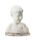 A Carved Alabaster Bust of a Boy