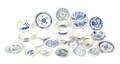 A Collection of TwentyFour Blue and White Asian Porcelain Dishes