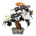 A Chinese Carved Hardstone Model of a Flowering Bonsai Tree