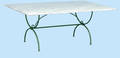 51 Large Marble Top Table on Green Painted Iron Base
