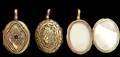 45 Antique Yellow Gold Filled Locket w Garnet n Pearls