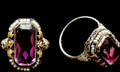 43 18kt Tri color Gold Amethyst and Seed Pearl Ring
