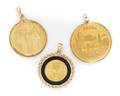 A Collection of Yellow Gold Coin Pendants