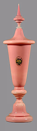 5 Pink Bohemian Opaline Glass Pokal Lidded Vase