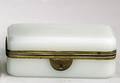 2 One White Glass Opaline Dresser Box w Brass Mounts
