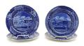 Four Historical Blue Staffordshire Plates Clews