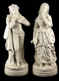 9 19C Antique Parisian Man and Woman Figurines