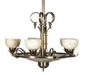 A Bronze and Alabaster FiveLight Chandelier