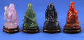 48 4 Hardstone Figurines w Wood Stands