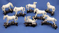 42 8 Carved Ivory Horses w Stands
