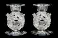A Pair of Lalique Molded and Frosted Glass Candlesticks