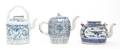 Three Blue and White Teapots