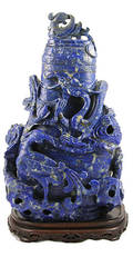 55 Antique Lapis Carved Covered Urn 10 12 H