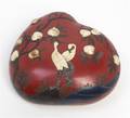 A Lacquered Bone Inlaid Peach Form Box