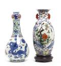Two Chinese Polychrome Enamel Porcelain Vases