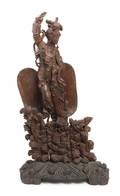 A Chinese Carved Wood Figure of Guanyin