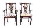 Two Associated Chippendale Style Open Armchairs