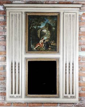 A Louis XVI Style Cream Painted Trumeau Mirror