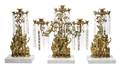 A Continental Gilt Bronze and Cut Glass Garniture