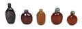Five Monochrome Glass or Stone Snuff Bottles