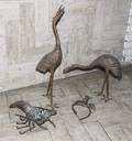 A Pair of Japanese Bronze Figures of Cranes