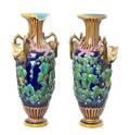 A Pair of Majolica Vases