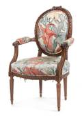 A Louis XVI Style Walnut Fauteuil