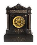 A Victorian Gilt Metal Mounted Slate Mantel Clock