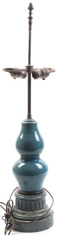 A Turquoise Glazed Pottery Table Lamp