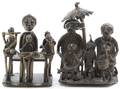 Two Benin Style Bronze Figural Groups