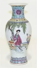 A Polychrome Enamel Porcelain Baluster Vase