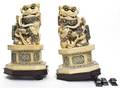 A Pair of Chinese Carved Ivory Temple Lions