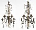 A Pair of Continental FiveLight Brass Sconces