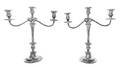 A Pair of American Silver ThreeLight Candelabra