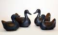 120 Set of Four Pewter Ducks with Brass Appliqu