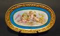 113 Sevres Style Poreclain Hand Painted Oval Plaq