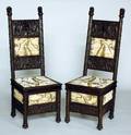77 PAIR OF CARVED HARDWOOD SIDE CHAIRS