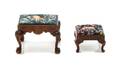 Two Georgian Style Needlepoint Upholstered Foot Stools