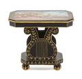 A Regency Style Black Lacquered and Painted Occasional Table