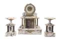 A French Gilt Metal Mounted Marble Clock Garniture
