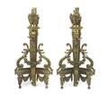 A Pair of Louis XVI Style Bronze Andirons