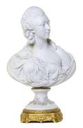 A Sevres Style Gilt Bronze Mounted Bisque Porcelain Bust