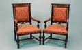 1116 Two Italian Elaborately Carved Oak Large Armchair